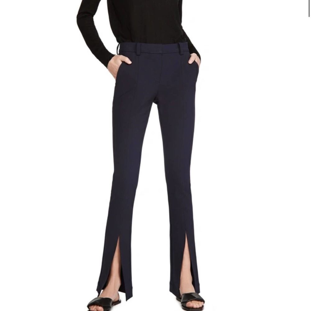 NEW A.L.C Slim-fit Conway Straight-leg Front Slit Pants In Navy Blue Sz 4